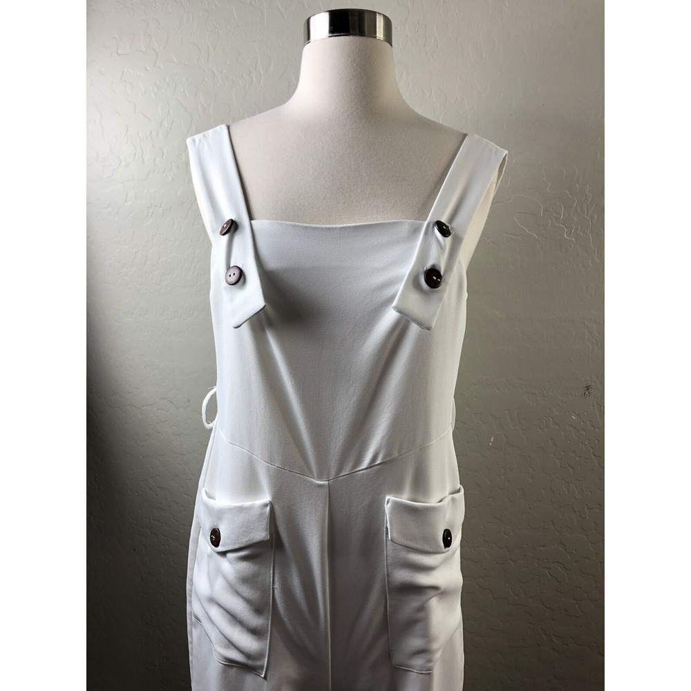 TOPSHOP Womens 4 White Overalls Jumpsuit Cropped *No Belt* - Picture 2 of 8